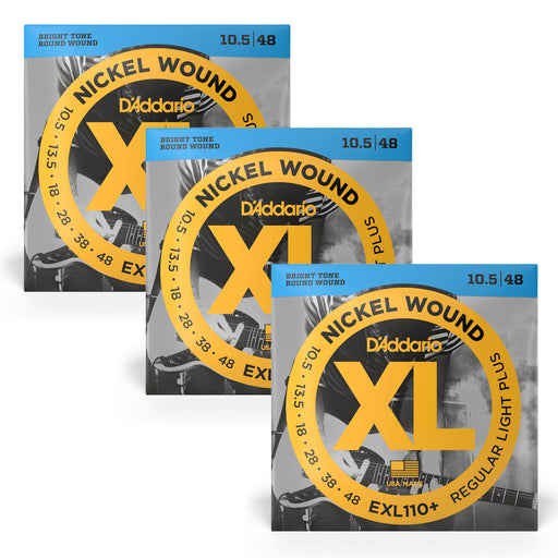 3-Sets! D'Addario EXL110+ Regular Light Plus Electric Guitar Strings 10.5-48