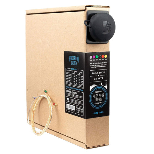 D'Addario EJ16-B25 Phosphor Bronze Guitar Strings Bulk 12-53 Gauge (25 Sets)