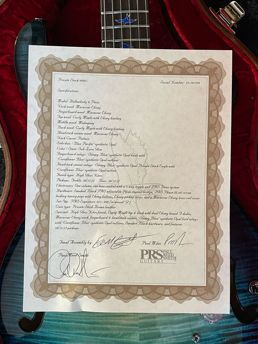 PRS Private Stock Hollowbody II Piezo Macassar Ebony Neck Sub Zero Glow 0361266