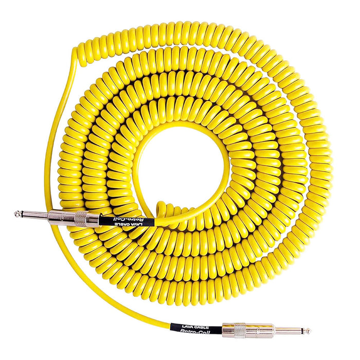 Lava Cable Retro Coil 20' Yellow Instrument Cable Straight Plug