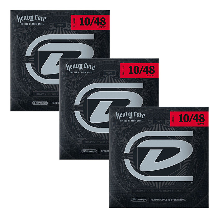 3-Pack! Dunlop Heavy Core Electric Guitar Strings (10-48 Gauge) DHCN1048