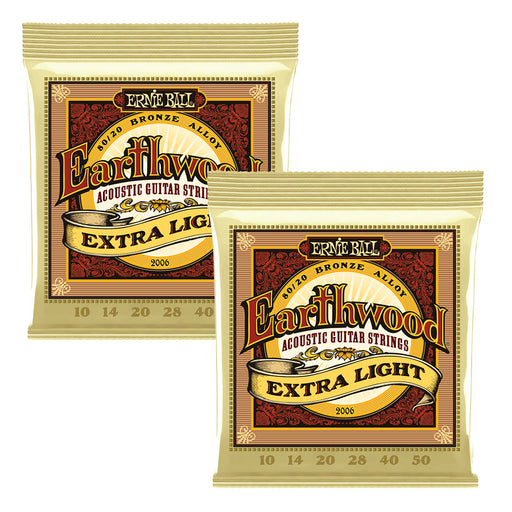 2 Sets! Ernie Ball 2006 Earthwound Light 80/20 Acoustic Guitar Strings 10-50