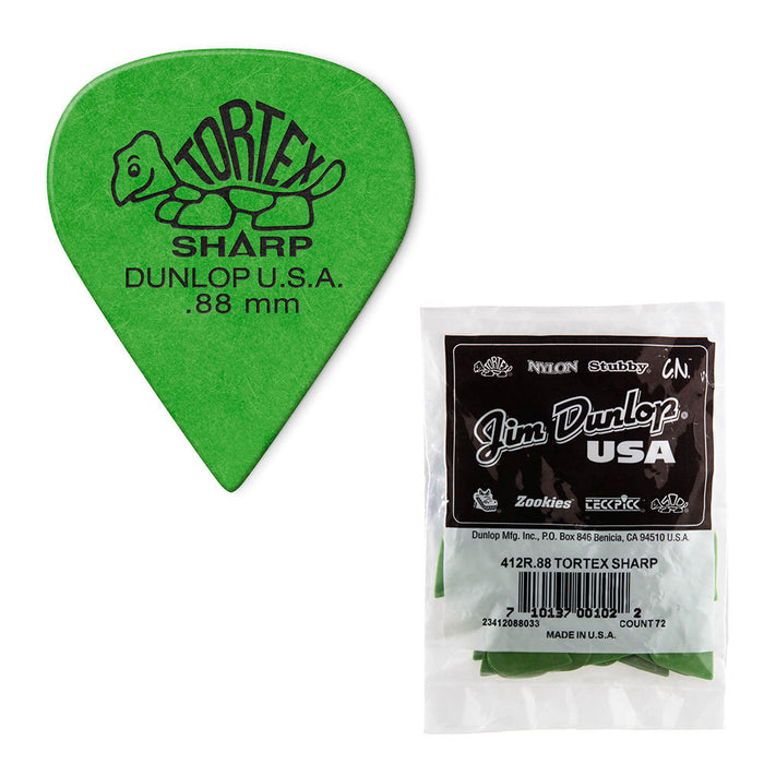 Dunlop 412R.88 Tortex Sharp Guitar Picks .88mm 72-Pack