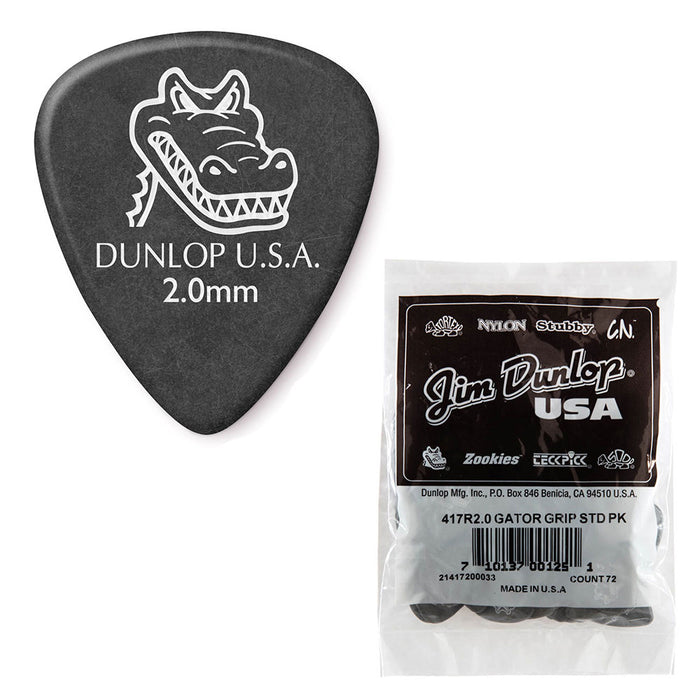 Dunlop 417R2.0 Gator Grip Guitar Picks 2.0mm 72-Pack