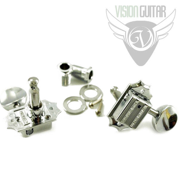 TonePros TPKBM-C Chrome Kluson Tuners 3x3 - 10mm Bolt Bushing - Metal Button