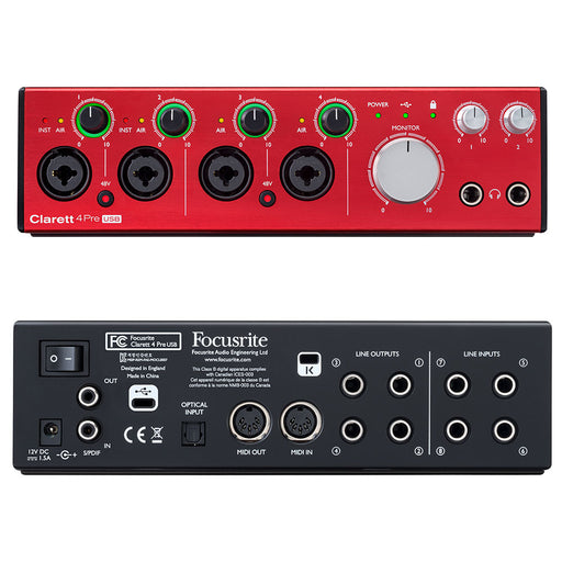 Focusrite Clarett 4Pre USB 18-in 8-out Professional Audio Interface