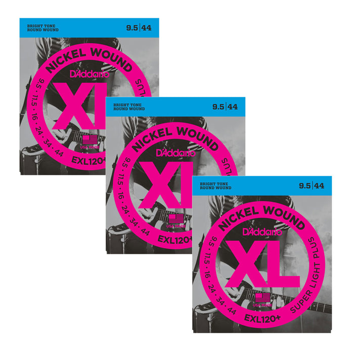 3-Pack D'Addario EXL120+ Super Light Plus Guitar Strings 9.5-44 Gauge