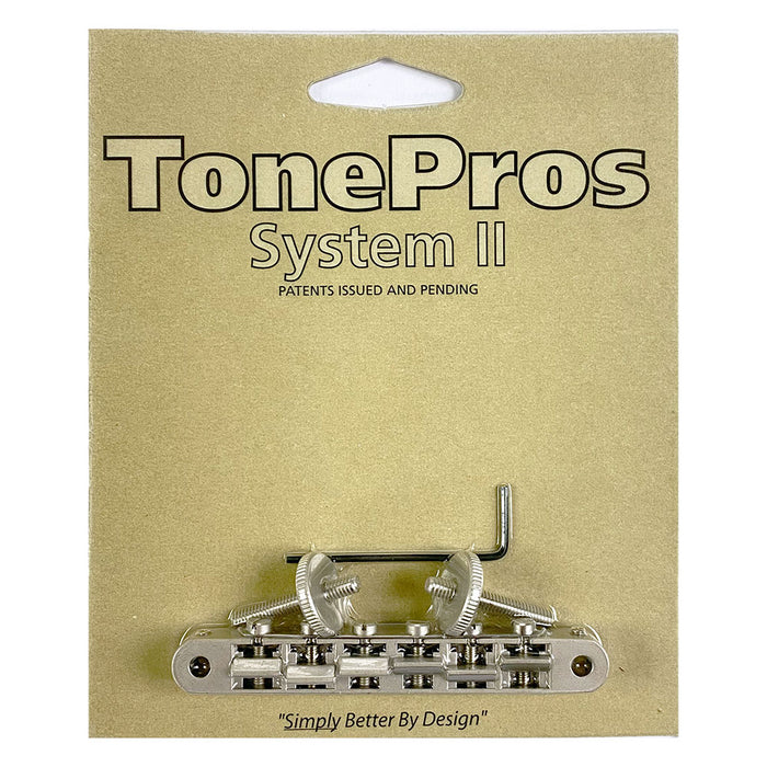 TonePros ABR1 Replacement Tune-O-Matic Bridge AVR2-SN Satin Nickel