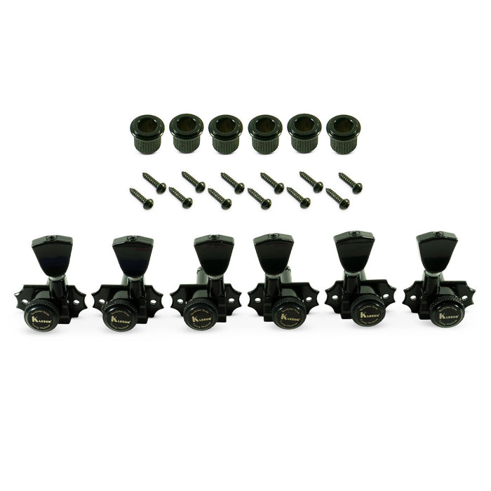 Kluson 3+3 Locking Revolution G-Mount Tuning Machines Black KRGLNC-3-B
