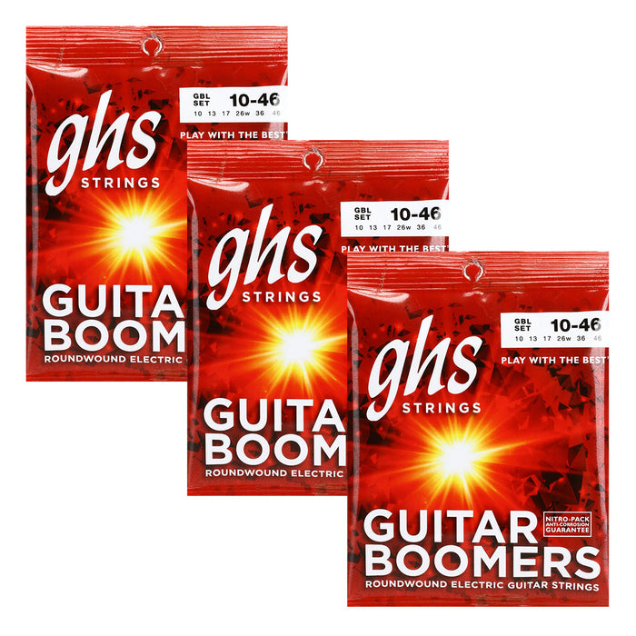 3-Pack! GHS Boomers 6-String Electric Guitar Strings GBL Light 10-46