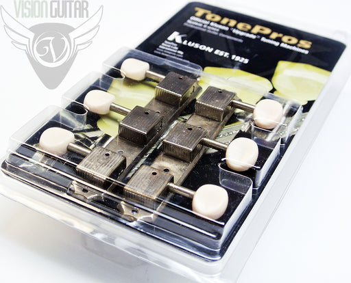 TonePros TPKRV-AN Kluson Tuners 3 On A Plate Rail (8.8mm bushing) Aged Nickel