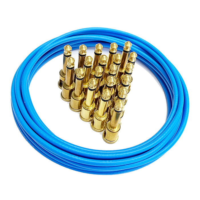 George L's Blue Mega-Pack Pedalboard Effects Cable Kit 15' - 20 Unplated Plugs