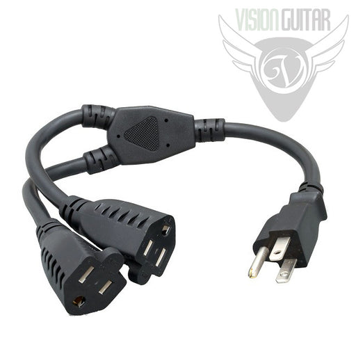 14AWG Power Cord Splitter Cable - SJT 14/3 2 NEMA 5-15R TO 1 NEMA 5-15P - Black