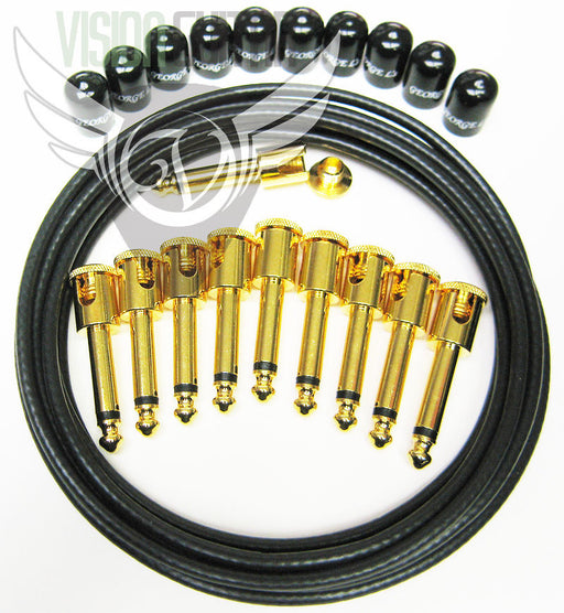 George L's Pedalboard Effects Cable Kit 10' .155 - Black w/Gold Plugs!
