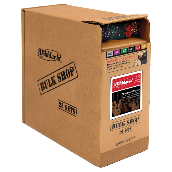 D'Addario EJ17-B25 Phosphor Bronze Guitar Strings Bulk 13-56 Gauge (25 Sets)