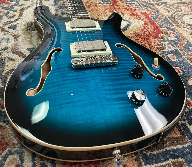 PRS SE Hollowbody II Piezo Electric Guitar Peacock Blue Smokeburst CTCF23197