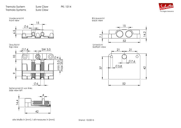 Schaller Sure Claw Tremolo Tension System 13140100