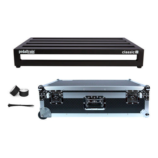 Pedaltrain Classic 3 & Wheeled Tour Case Black Honeycomb Finish PT-CL3-TCW