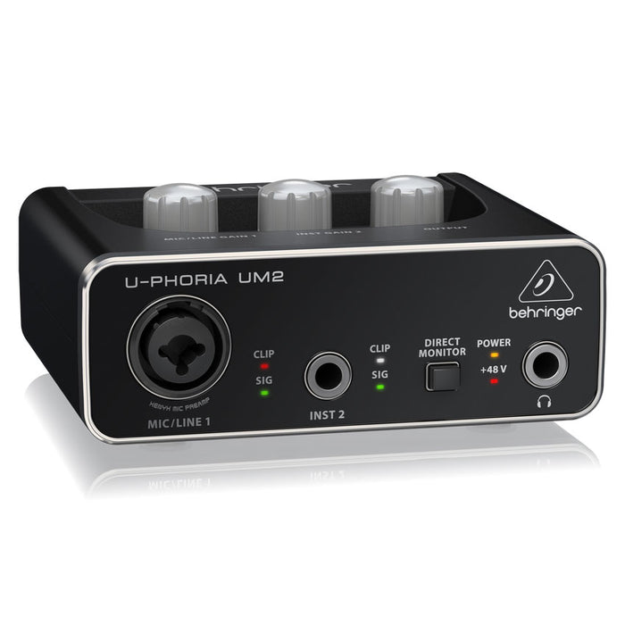 Behringer U-Phoria UM2 Audiophile 2x2 USB Audio Interface XENYX Mic Preamplifier