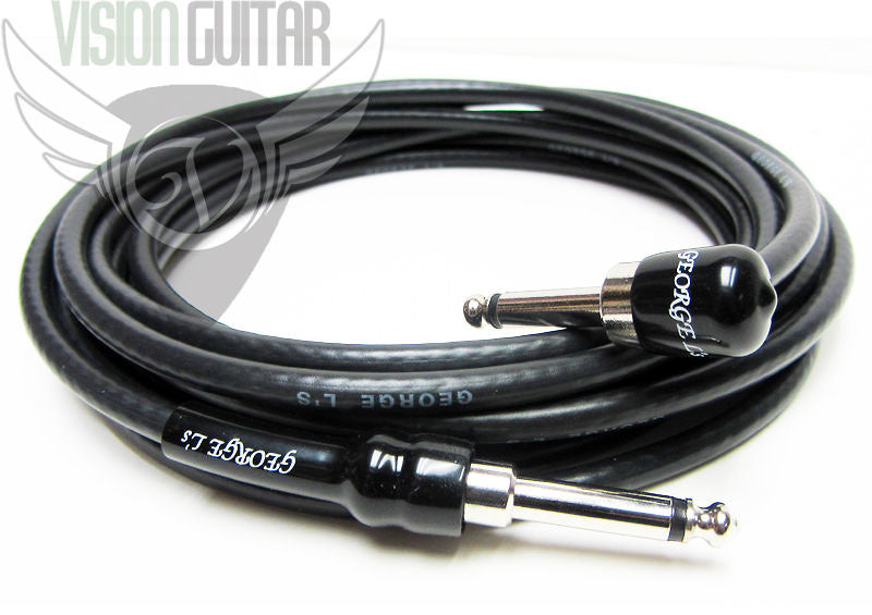 20' George L's .225 Guitar Bass Cable Black w/Right Angle Plug