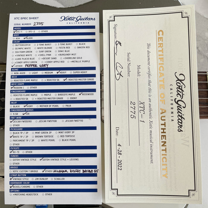 Xotic NAMM Edition California Classic XTC-1 Electric Guitar Pepper Grey 2775