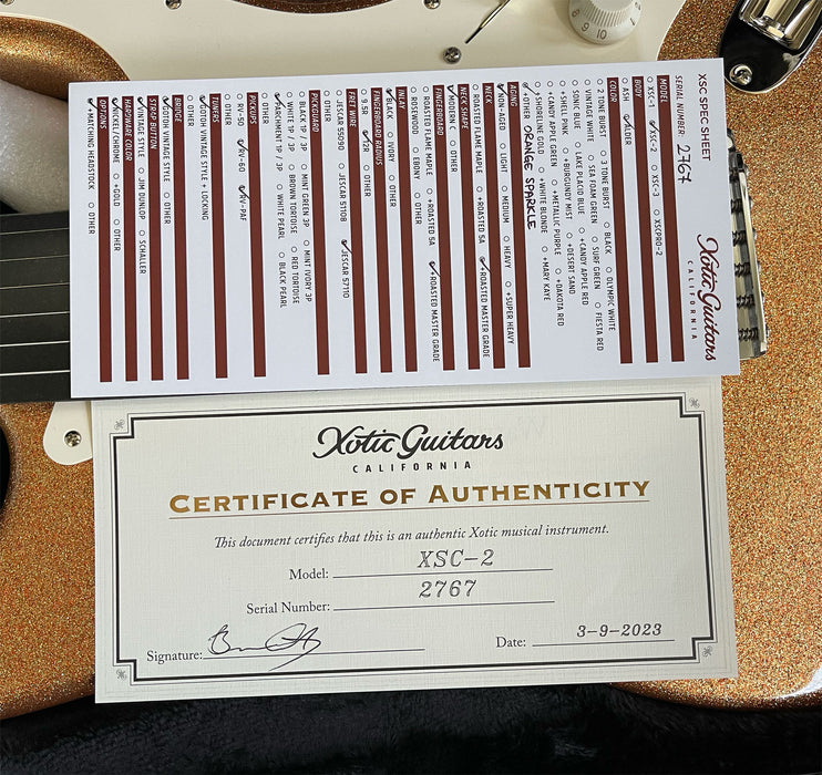 Xotic California Classic XSC-2 Electric Guitar Sunrise Orange Sparkle 2767