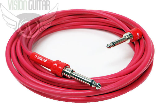 George L's 10' Red Instrument Cable - Angled To Straight Plated Plugs