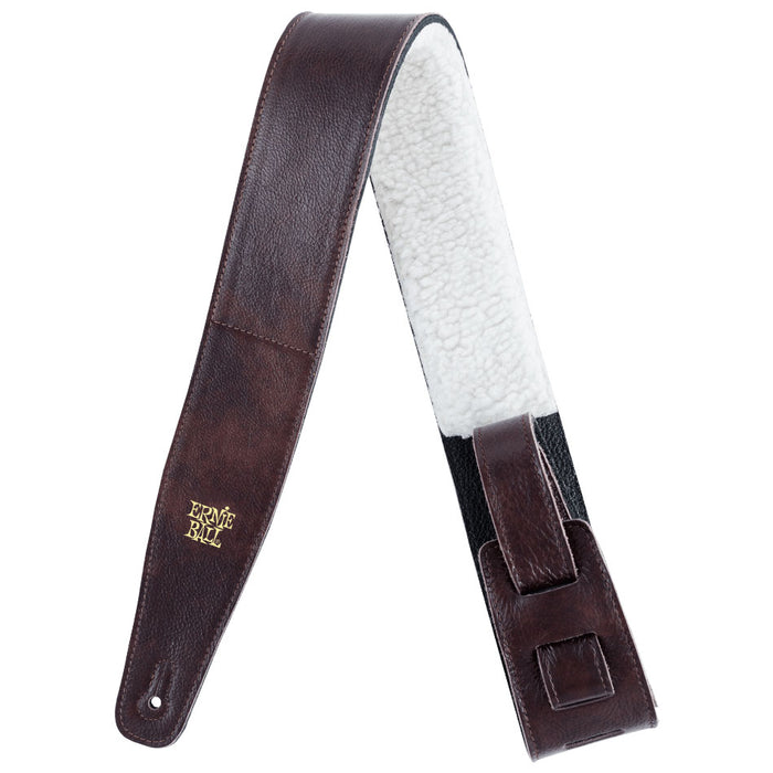 Ernie Ball P04138 2.5" Adjustable Italian Leather with Fur Padding Chestnut